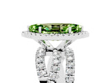 White gold Marquise Cut Peridot Halo Ring with Round Split Shank and Prong Setting_83