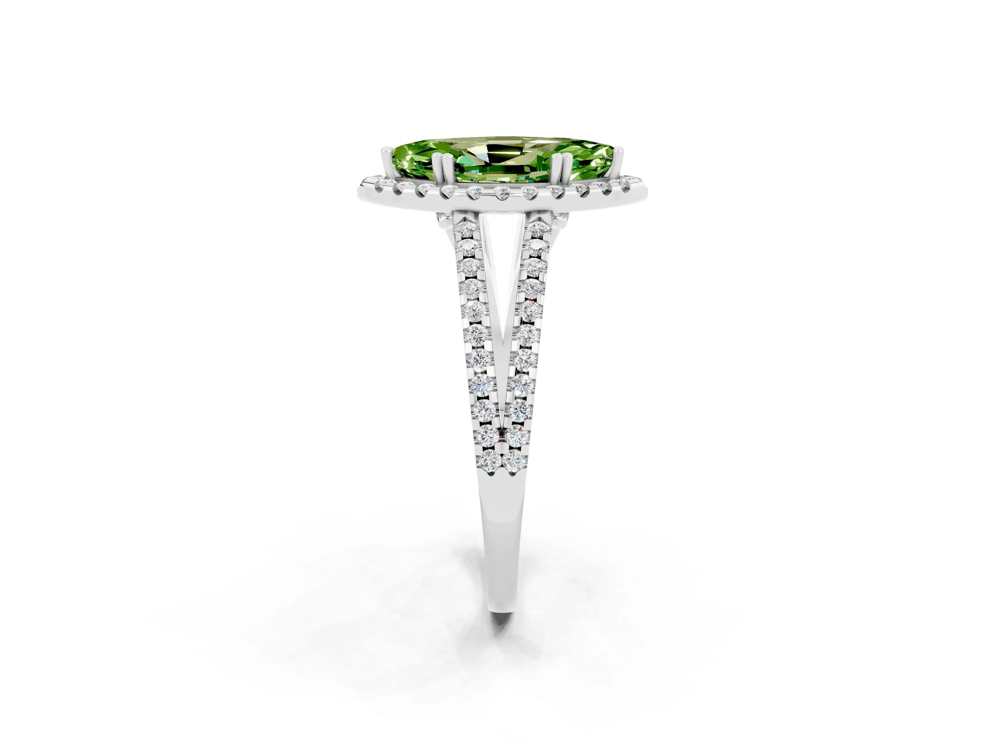 White gold Marquise Cut Peridot Halo Split Shank Engagement Ring_14