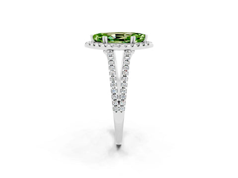 White gold Marquise Cut Peridot Halo Split Shank Engagement Ring_14