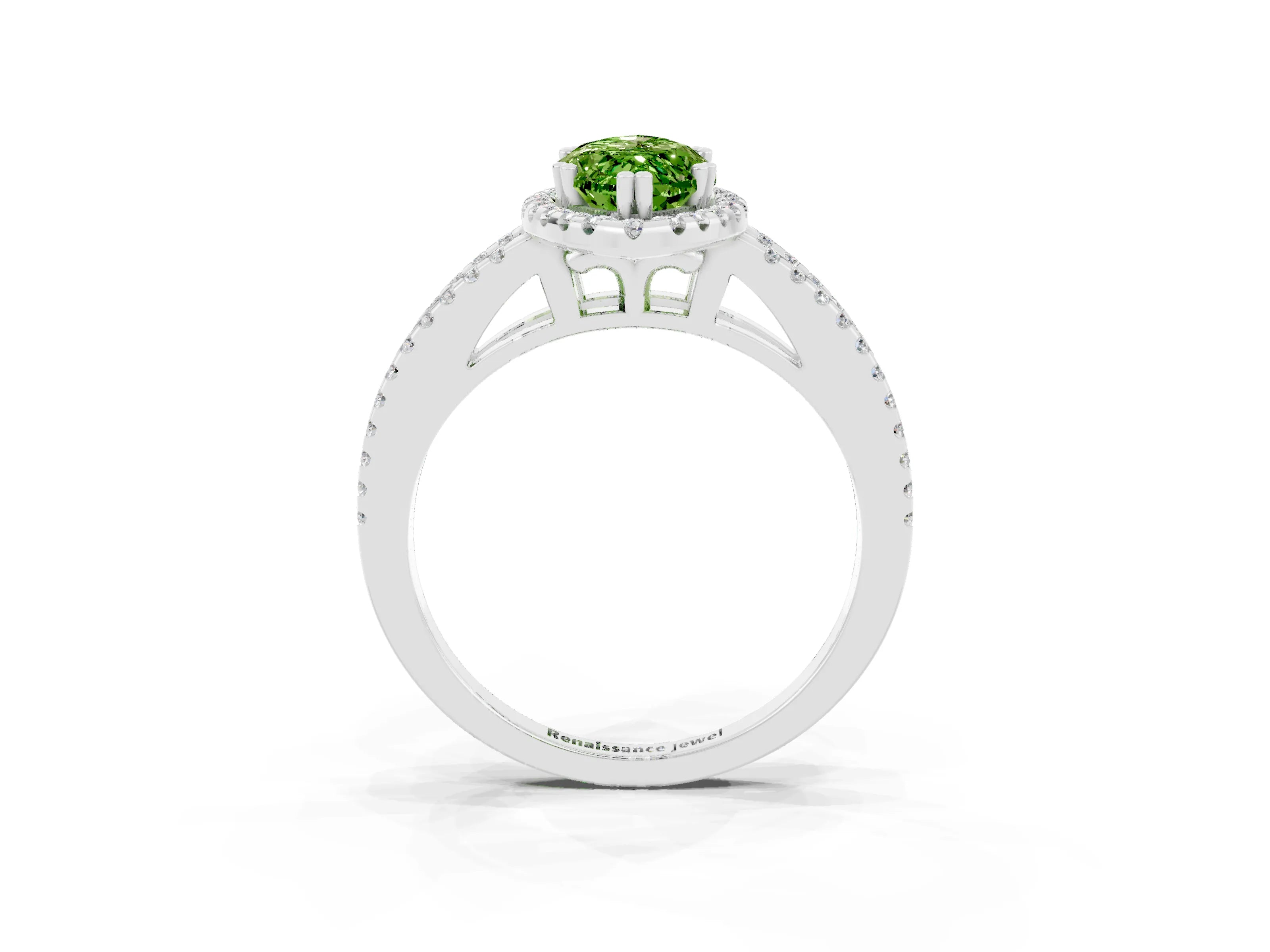 White gold Marquise Cut Peridot Halo Split Shank Engagement Ring_15