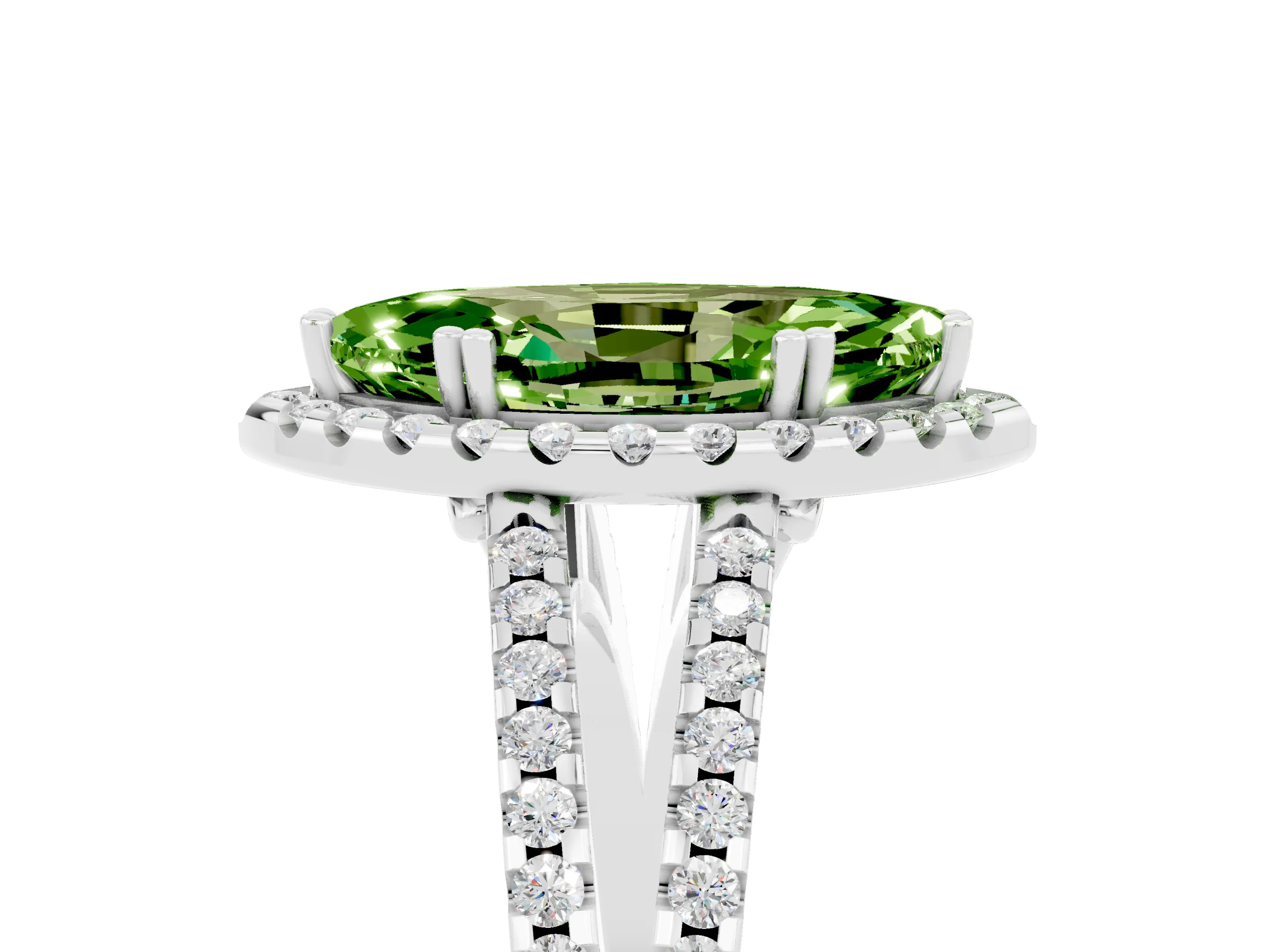 White gold Marquise Cut Peridot Halo Split Shank Engagement Ring_17