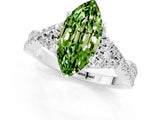 White gold Marquise Cut Peridot Halo Twist Band Solitaire Prong Setting Ring_1