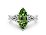 White gold Marquise Cut Peridot  Halo Twist Band Solitaire Prong Setting Ring_24