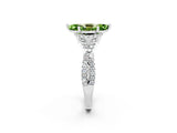 White gold Marquise Cut Peridot  Halo Twist Band Solitaire Prong Setting Ring_26