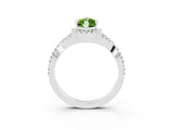 White gold Marquise Cut Peridot  Halo Twist Band Solitaire Prong Setting Ring_27