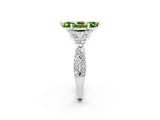 White gold Marquise Cut Peridot Halo Twist Band Solitaire Prong Setting Ring_2
