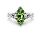 White gold Marquise Cut Peridot Halo Twist Band Solitaire Prong Setting Ring