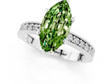 White gold Marquise Cut Peridot Milgrain Pavé Engagement Ring with Four-Prong Setting_1