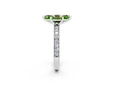 White gold Marquise Cut Peridot Milgrain Pavé Engagement Ring with Four-Prong Setting_2