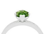 White gold Marquise Cut Peridot Milgrain Pavé Engagement Ring with Four-Prong Setting_4