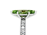 White gold Marquise Cut Peridot Milgrain Pavé Engagement Ring with Four-Prong Setting_5