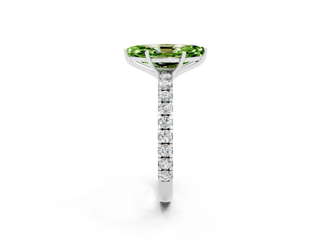 White gold Marquise Cut Peridot Pavé Solitaire Engagement Ring with Four-Prong Setting_14