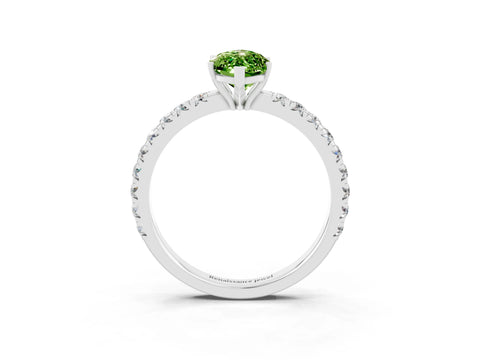 White gold Marquise Cut Peridot Pavé Solitaire Engagement Ring with Four-Prong Setting_15