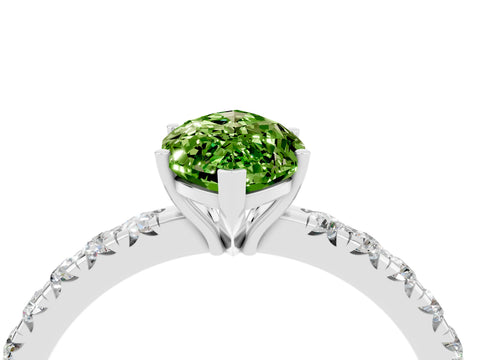 White gold Marquise Cut Peridot Pavé Solitaire Engagement Ring with Four-Prong Setting_16