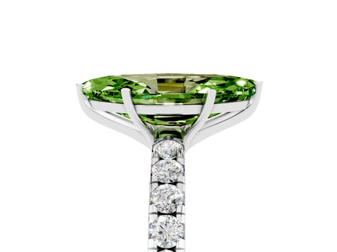 White gold Marquise Cut Peridot Pavé Solitaire Engagement Ring with Four-Prong Setting_17