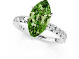 White gold Marquise Cut Peridot Pavé Solitaire Ring with Round Band and Prong Setting_37