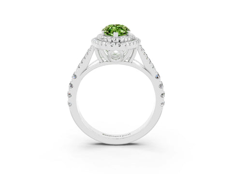 White gold Marquise Cut Peridot Pavé Split Shank Double Halo Engagement Ring_3
