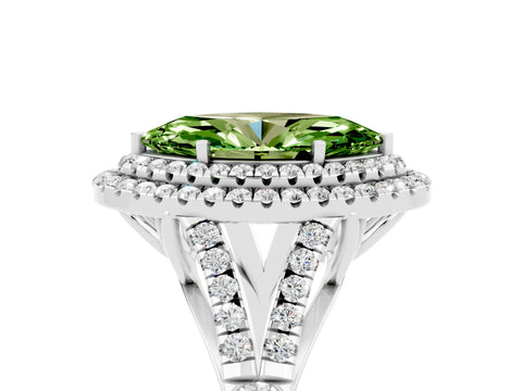 White gold Marquise Cut Peridot Pavé Split Shank Double Halo Engagement Ring_5