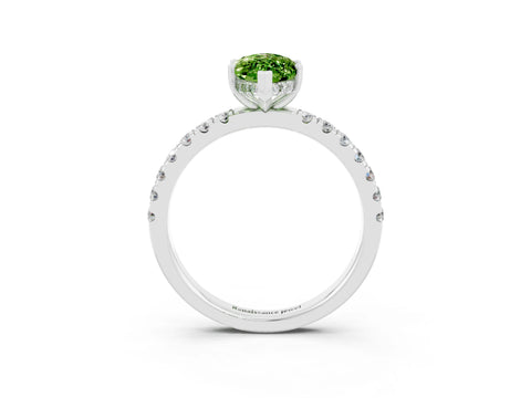 White gold Marquise Cut Peridot Pave Band Solitaire Ring with Four-Prong Setting_27