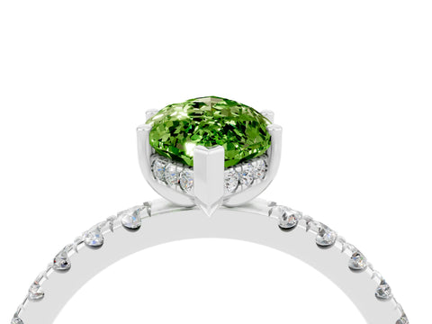 White gold Marquise Cut Peridot Pave Band Solitaire Ring with Four-Prong Setting_28