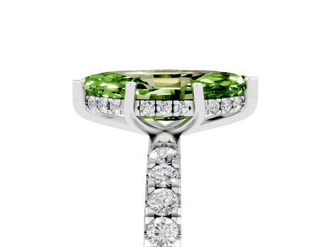 White gold Marquise Cut Peridot Pave Band Solitaire Ring with Four-Prong Setting_29