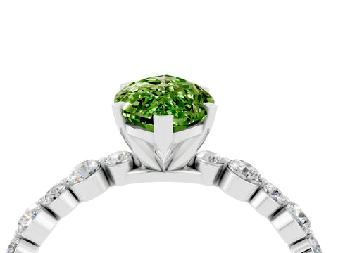 White gold Marquise Cut Peridot Prong Set Engagement Ring with Pavé Band_4