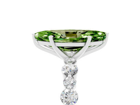 White gold Marquise Cut Peridot Prong Set Engagement Ring with Pavé Band_5