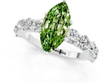 White gold Marquise Cut Peridot Prong Setting with Side Stones on a Pave Band_1