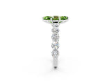 White gold Marquise Cut Peridot Prong Setting with Side Stones on a Pave Band_2