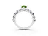 White gold Marquise Cut Peridot Prong Setting with Side Stones on a Pave Band_3