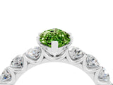 White gold Marquise Cut Peridot Prong Setting with Side Stones on a Pave Band_4