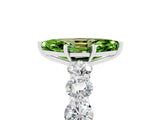 White gold Marquise Cut Peridot Prong Setting with Side Stones on a Pave Band_5