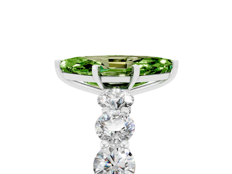 White gold Marquise Cut Peridot Prong Setting with Side Stones on a Pave Band_5