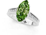 White gold Marquise Cut Peridot Ring with Milgrain Pavé Band and Four-Prong Setting_13