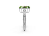 White gold Marquise Cut Peridot Ring with Milgrain Pavé Band and Four-Prong Setting_14