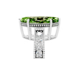 White gold Marquise Cut Peridot Ring with Milgrain Pavé Band and Four-Prong Setting_17
