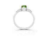 White gold Marquise Cut Peridot Ring with Side Stones and Four-Prong Setting_57