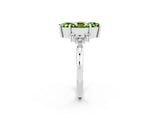 White gold Marquise Cut Peridot Ring with Side Stones and Four-Prong Setting_62