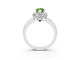 White gold Marquise Cut Peridot Scalloped Halo Engagement Ring with Round Shared Prong Band_27