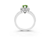 White gold Marquise Cut Peridot Scalloped Halo Engagement Ring with Round Shared Prong Band_33