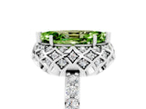 White gold Marquise Cut Peridot Scalloped Halo Engagement Ring with Round Shared Prong Band_35