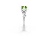 White gold Marquise Cut Peridot Scattered Round Accent Ring with Prong Setting_26