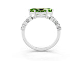 White gold Marquise Cut Peridot Scattered Round Accent Ring with Prong Setting_27