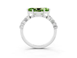 White gold Marquise Cut Peridot Scattered Round Accent Ring with Prong Setting_39