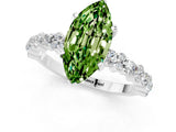 White gold Marquise Cut Peridot Side Stone Solitaire Ring with Round  and Four-Prong Setting_49
