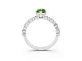 White gold Marquise Cut Peridot Side Stone Solitaire Ring with Round  and Four-Prong Setting_51