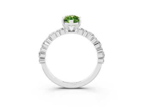 White gold Marquise Cut Peridot Side Stone Solitaire Ring with Round  and Four-Prong Setting_51