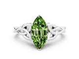 White gold Marquise Cut Peridot Solitaire Celtic Knot Ring with Four-Prong Setting_12