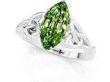 White gold Marquise Cut Peridot Solitaire Celtic Knot Ring with Four-Prong Setting_13