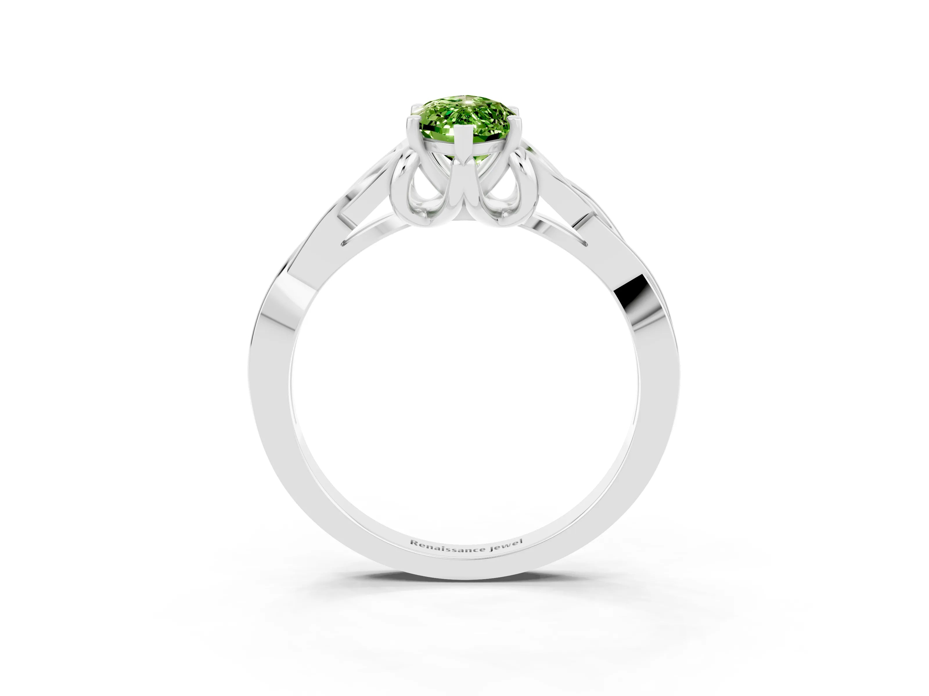 White gold Marquise Cut Peridot Solitaire Celtic Knot Ring with Four-Prong Setting_15